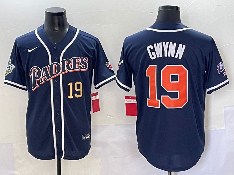 Men 2025 San Diego Padres #19 Gwynn Blue Throwback Game Nike MLB Jersey style 63